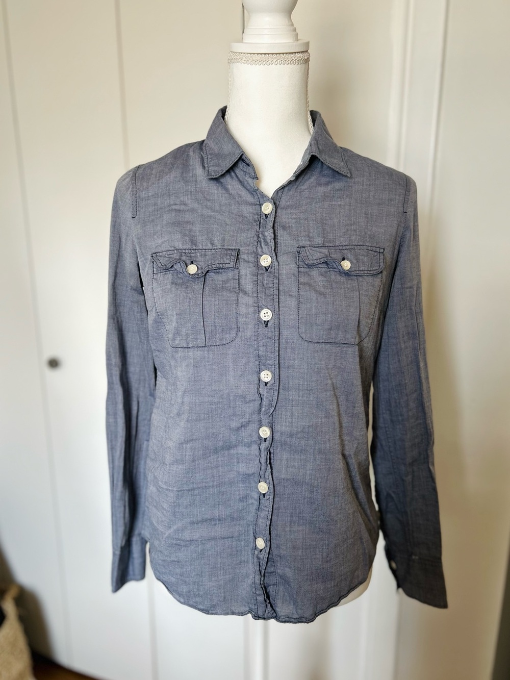 J. Crew Chambray Button-Up Shirt in Blue
